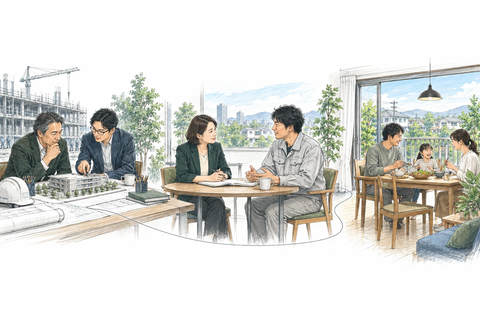 会社の経営と成長、候補者との対話、家族との暮らしを一緒に考えるキャリア支援の概念図